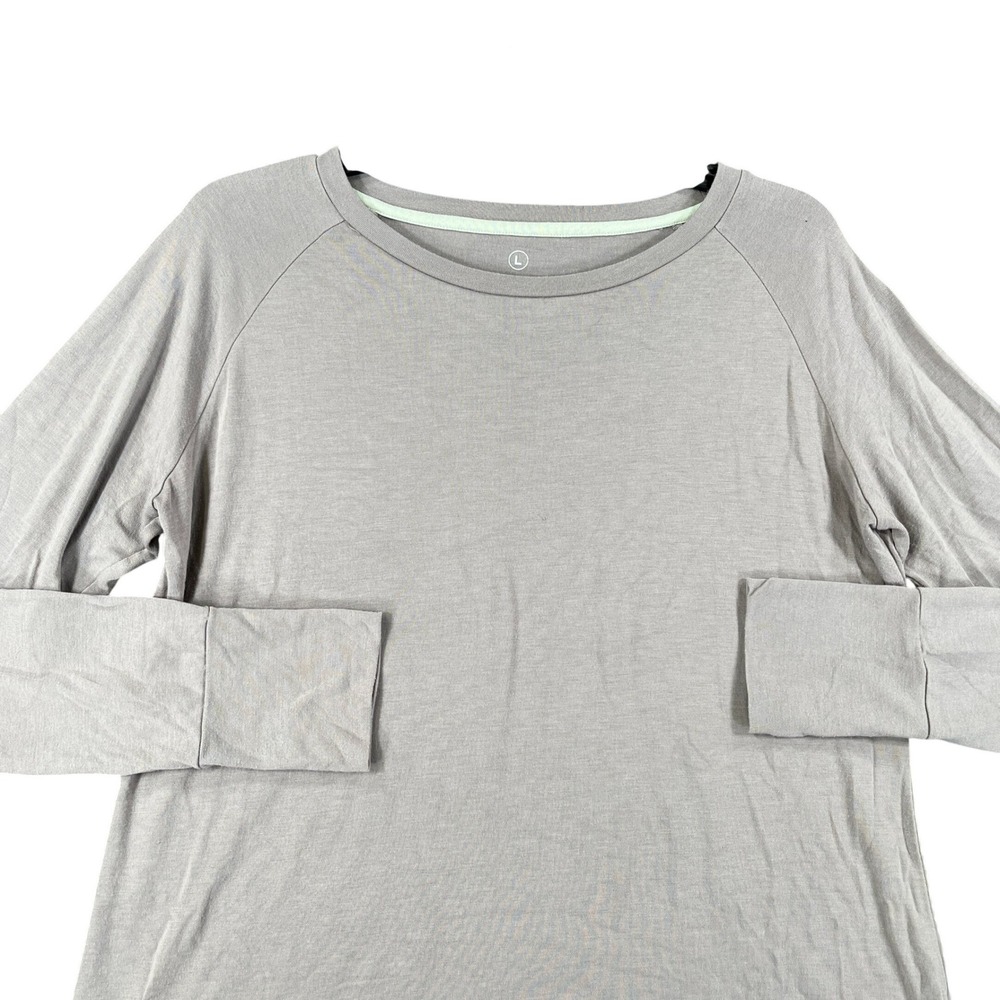 Free Fly Performance Bamboo Long Sleeve Top Women L Lavender Raglan Activewear
